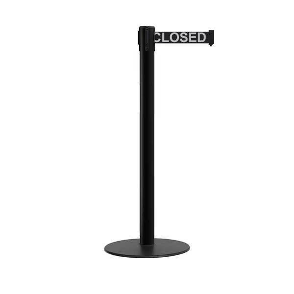 Stanchion Belt Barrier Flat Base Black Post 7.5 ft. This Line... Belt, Montour Line, Mfr#: MX630-BK-THISLBW-75